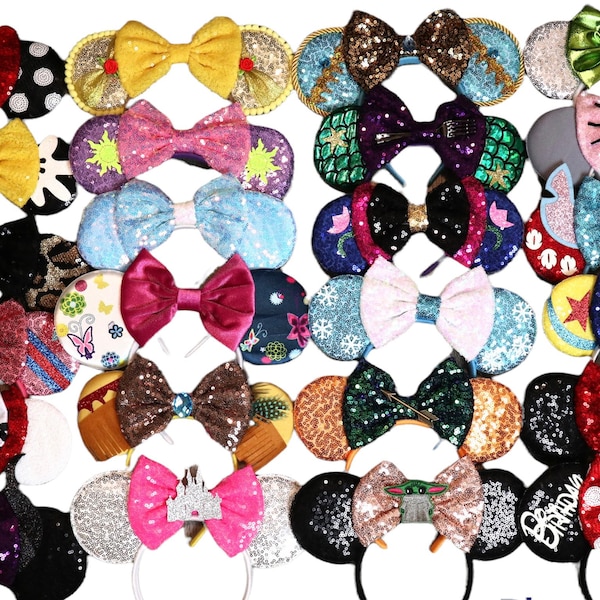 Princess Ears, Minnie Ears, Princess headband, Cosplay headband, Shiny Bows Mouse Ears Glitter Party Princess Decoration Cosplay Costume