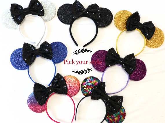 Black Minnie Mouse Ears, Black Disney Ears, Black Minnie Ears Headband, Black Minnie Ears, Black Mickey Ears, Black Disneyland Ears