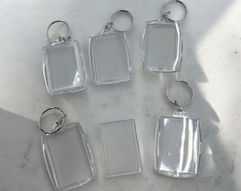 Set 12 x Acrylic Photo Frame Keychain Holder 1.5 x 2 In Picture Insert Blank Keyring Clear Picture Holder for DIY Craft