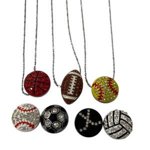 Rhinestone Sports Necklace - Baseball/Football/Softball/Basketball/Volleyball/Cheerleader Soccer Necklace / Team Jewelry / Gift for Her