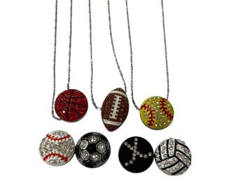 Rhinestone Sports Necklace - Baseball/Football/Softball/Basketball/Volleyball/Cheerleader Soccer Necklace / Team Jewelry / Gift for Her