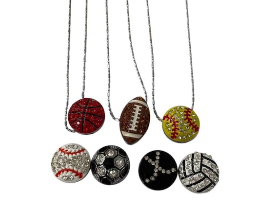 Rhinestone Sports Necklace - Baseball/Football/Softball/Basketball/Volleyball/Cheerleader Soccer Necklace / Team Jewelry / Gift for Her