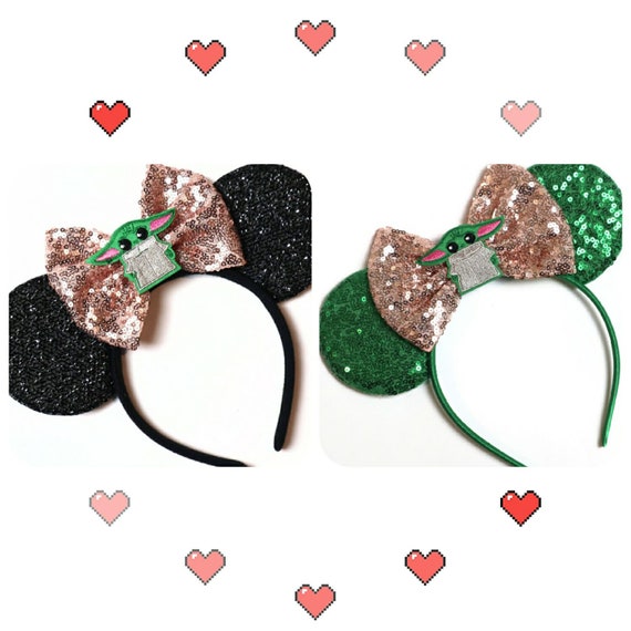 Baby Yoda Star Wars Minnie Mouse Ears, Baby Yoda ,mandolorian minnie  Ears, S Wars Mickey Mouse Ears, Baby Yoda Disney