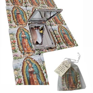 Juego de 6 x Estatuas de espejo compacto de recuerdo de Nuestra Señora de Guadalupe Recuerdos de bautismo/Recuerdos de bautizo/Recuerdos de primera comunión