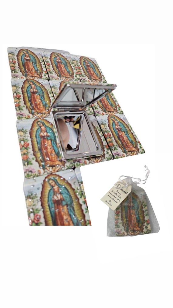 Set of 6 x Our Lady of Guadalupe Compact Mirror favor statues Baptism Favor/Christening Favor/First Communion Favor Recuerdos de Bautizo