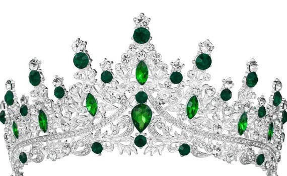 Emerald Green Crystal wicked Tiara and Crown for Women Crystal Queen Crown Rhinestone Tiara for Girl Bride Wedding Hair Accessories
