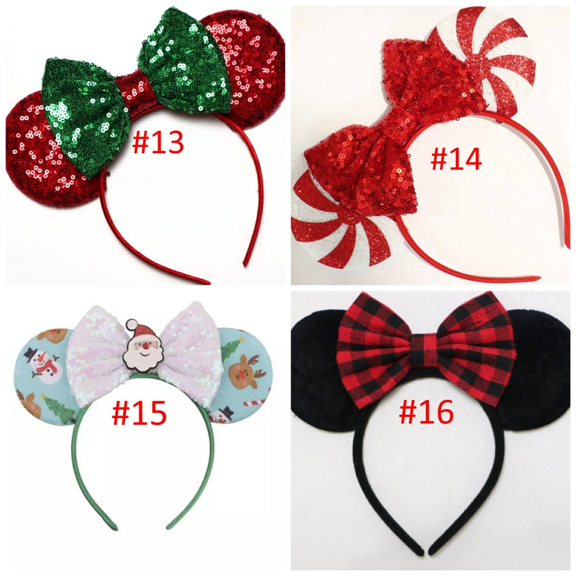 Christmas Mickey Ears Peppermint candy ear headband | Etsy