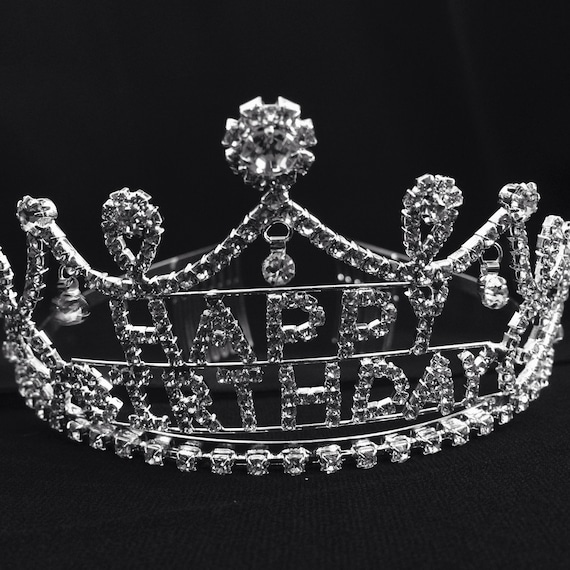 Tiara Con Strass Per 25&deg; Compleanno - Corona Rosa Con Fascia, 2 Pezzi