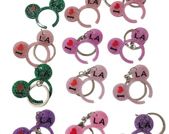 Set of 12  Mouse Keychain | Keychain with Mouse Ear/ los angeles Keychain / I Heart Los Angeles keychain gifts