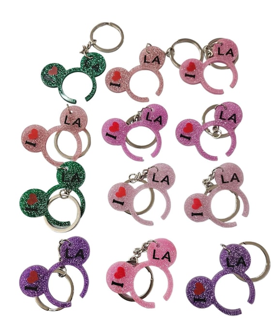 Set of 12 los angeles charm route 66 Keychain | Keychain with Mouse Ear/ california  Keychain / I Heart Los Angeles keychain gifts