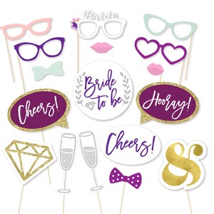 Bachelorette Party Photo Booth Props - Photo Props - Bach Bash - Bride to be - Watercolor - Wedding Shower - Bridal Shower -She said yes