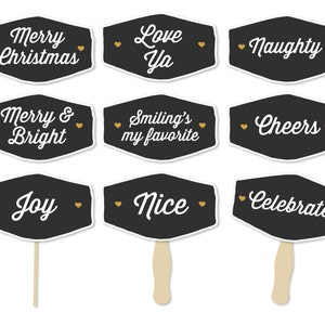 Christmas Photo Booth Props - Christmas Party Props - Holiday Photo Booth - Merry and Bright - Naughty Nice Signs - Merry Christmas Sign