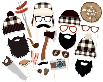 Lumberjack Photo Booth Props - Lumberjack Party Printables - Lumberjack Baby Shower Props - Party Supplies - Paul Bunyan Prop Rustic Photo