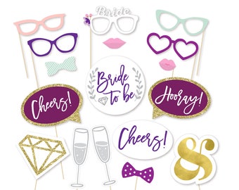 Printable Photo Booth Props - Photo Props - Bachelorette Party Props - Bride to be - Wedding Shower - Bridal Shower - She said yes -Party