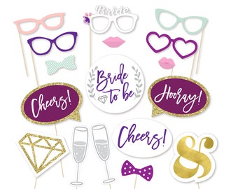 Bachelorette Party Decoration Photo Booth Props - Photo Props - Bride to be - Watercolor - Wedding Shower - Bridal Shower - She said yes
