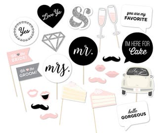 Printable Wedding Signs Photo Booth Props - Wedding Photobooth Props - Just Married Sign - Wedding Signs - Printable Wedding Decor - Mr Mrs