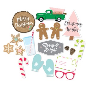 Christmas Photo Props - Christmas Party Props - Holiday Photo Booth - Merry and Bright - Christmas Wishes - Merry Christmas Sign -Photobooth