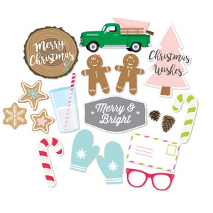 Christmas Party Photo Booth Props - Christmas Party Props - Holiday Photo Booth - Merry and Bright - Christmas Wishes - Merry Christmas Sign