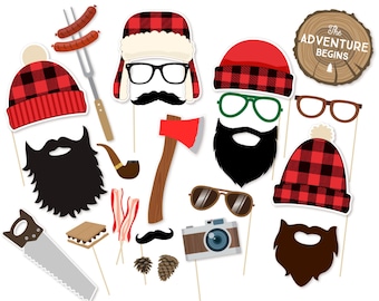 Lumberjack Photo Booth Props - Lumberjack Party Printables - Lumberjack Baby Shower Props - Party Supplies - Paul Bunyan Prop Rustic Photo