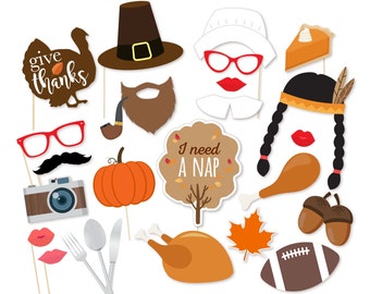 Printable Thanksgiving Photo Booth Props Instant Download Thanksgiving ...