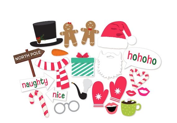 Christmas Photo Booth Props Christmas Party Props Holiday | Etsy