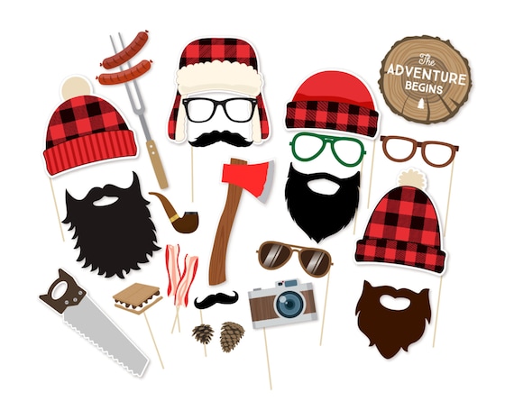Christmas Photo Booth Props - Lumberjack Photobooth Props - Christmas Photo Props - Paul Bunyan - Lumberjack Party Printable - Christmas