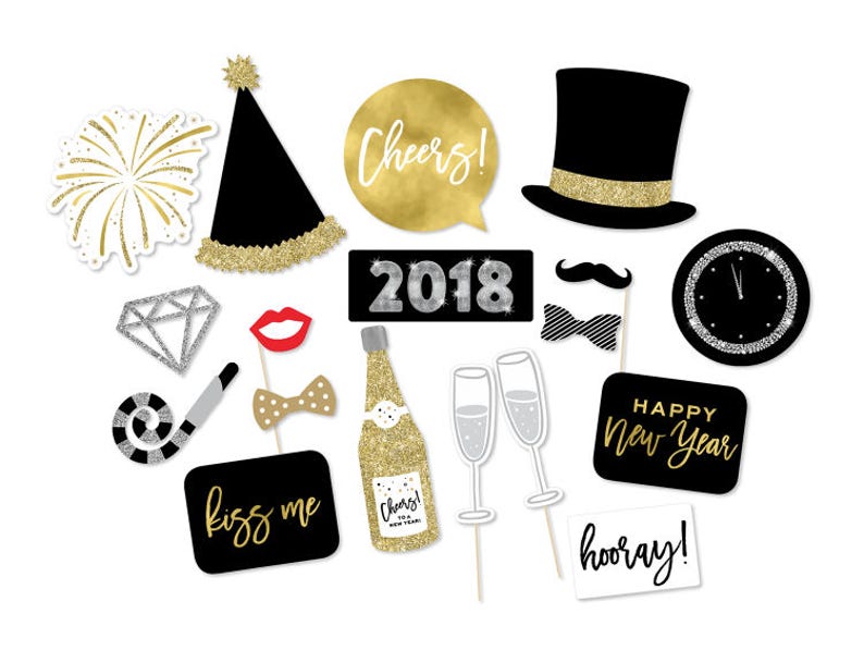 New Year's Eve Photo Booth Props New Years Props NYE Etsy