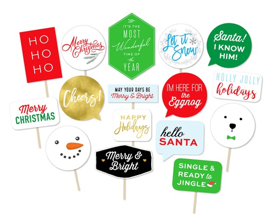 Modern Christmas Photo Booth Props Christmas Photo Props Classic Christmas Christmas Typography Modern Photo Booth Printable DIY Etsy Ireland