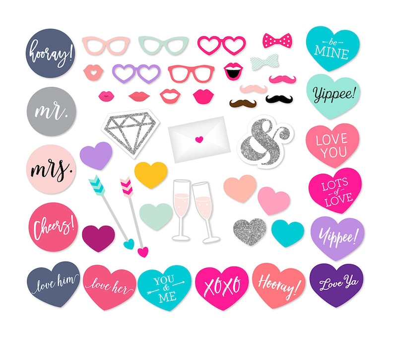 Valentine's Day Photo Booth Props Hearts Valentine's Etsy