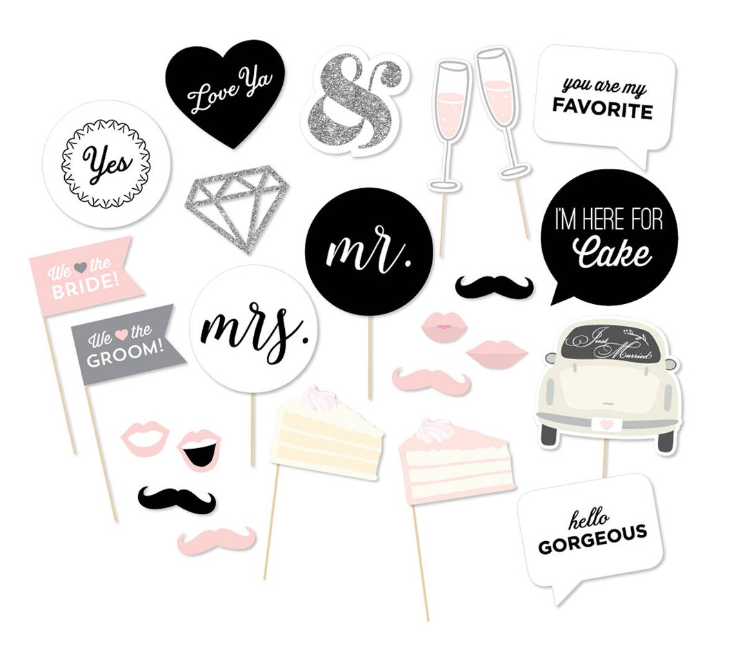 Printable Wedding Photo Booth Props Wedding Photobooth Props Just ...