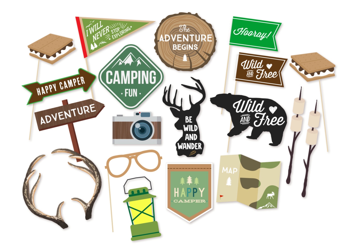 Camping photo booth props deals