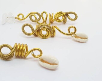 White and Glitter slides with charms Textured rings Native Hippie Handmade Hair accessory pack Loc Jewellery Boho Africa Beads