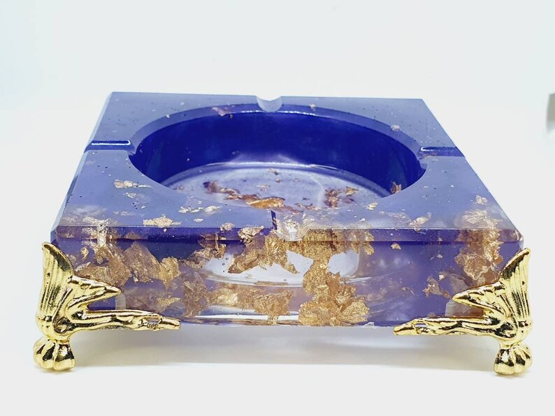 Handmade Ashtray Epoxy Resin Ashtray Purpl/Gold Feet Etsy