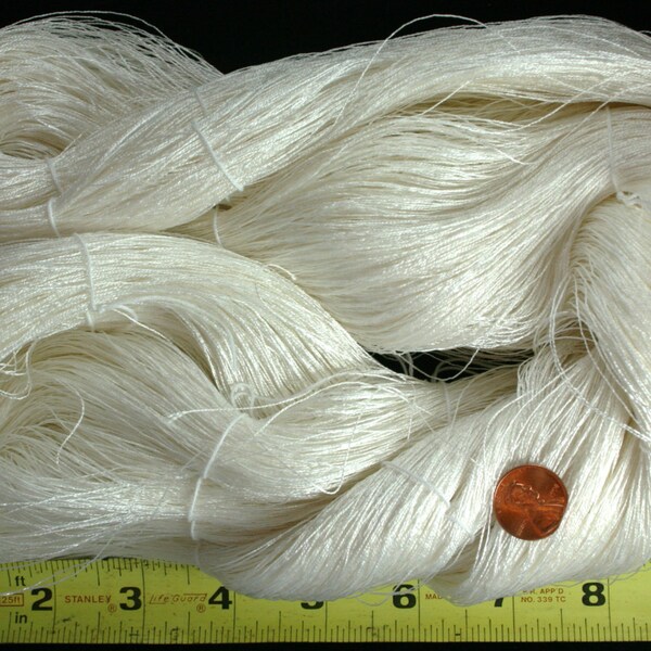 SILK Thread, Large Skein 5-6 oz, Gudebrod Bros Silk Co. White Ready to Dye.  Approximately 2500-3000 yards. Shiny and Silky smooth