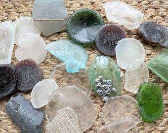 Baltic beach Huge sea Glass Green bottoms 2 pcs set numeral Sea Glass Bottle Bottom collectible craft supplies guests green place cards