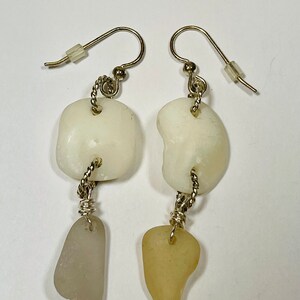 Lucky Stone Earrings, Sea Glass Earrings, Beach Wedding, Boho Wedding, Nautical Birthday, Christmas, Get Well, Lavender Beach Glass, Ohio