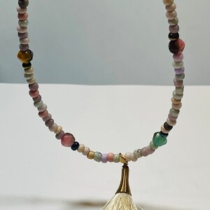 Beaded Necklace, Long Necklace, Tassel Necklace, Statement Necklace, Whimsical Jewelry, Birthday, Anniversary