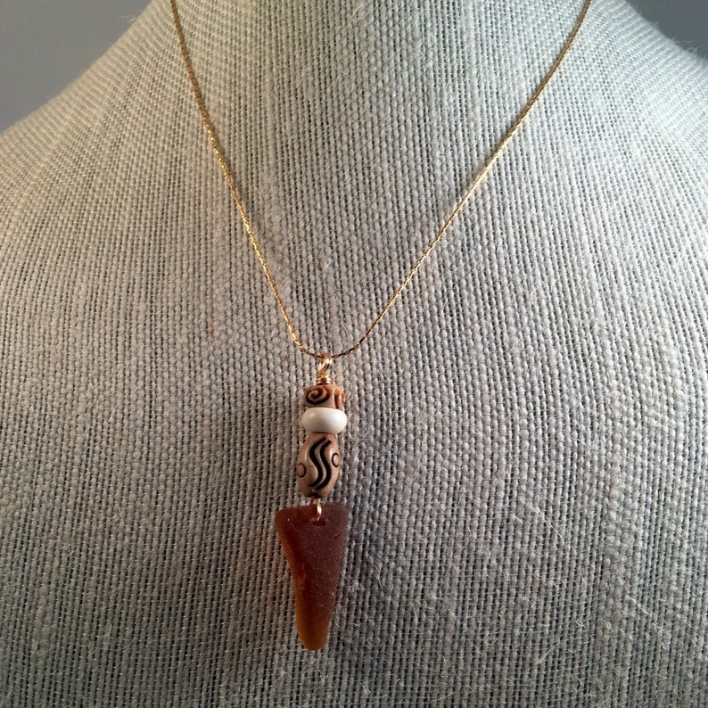 Sea Glass Pendant Water Buffalo Bone Eco Friendly Jewelry Etsy