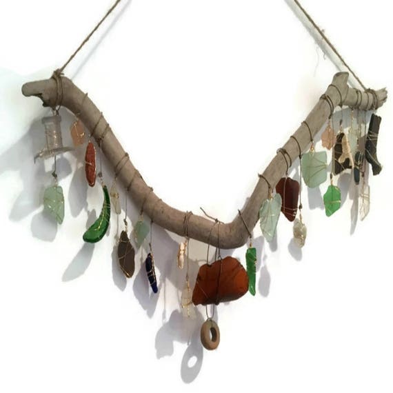 Beach Glass Art Whimsical Mobile Sea Glass Suncatcher Beach Etsy