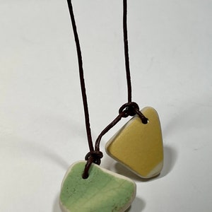 Beach Pottery Necklace, Lake Erie Beachglass, Whimsical Pottery, Eco Friendly Jewelry, Yellow Necklace, Bohemian Wedding, Beach Wedding image 1