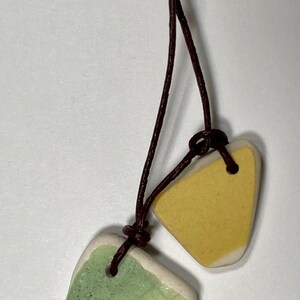 Beach Pottery Necklace, Lake Erie Beachglass, Whimsical Pottery, Eco Friendly Jewelry, Yellow Necklace, Bohemian Wedding, Beach Wedding image 5