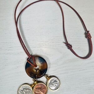 Coin Necklace Sliding knot Donut Bohemian Necklace Boho Jewelry Upcycled Jewelry