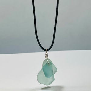 Aqua Sea Glas, Seafoam Beach Glass, Whimsical Necklace, Sliding Knot Necklace, Beach Wedding, March Wedding, Aquamarine, Bridesmaid Gift