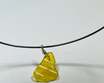 Yellow Sea Glass, Yellow Pendant, Beach Wedding, Boho Wedding, Anniversary, Engagement, Gift for Her, Green Gift, Bridesmaid Gift, Ohio