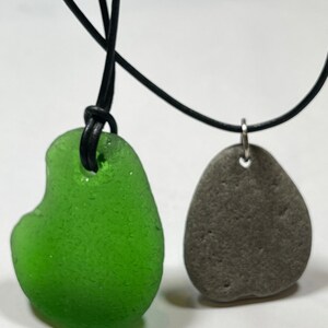 Sea Glass Necklace, Lake Stone Pendant, Buy One, Get One Free, Beach Wedding, Eco Friendly Jewelry, Lake Erie, Ohio Buckeyes, Bohemian Style