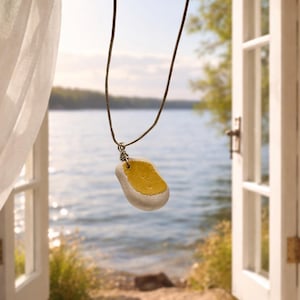 Beach Pottery Necklace, Lake Erie Pottery Pendant, Silver Plated Clasp