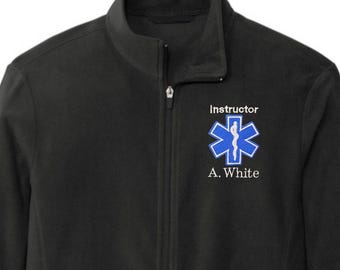 Personalized EMT Fleece Jacket with Pockets | Star of Life Embroidery | Custom Name, Credentials & Title | Unisex XS–4XL |EMS Paramedic Gift