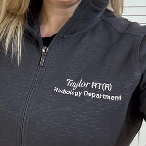Custom Medical Jacket, Full Zip With Zippered Pockets, Embroidered With Your Name, Credentials, Title, or Department, Graduation Gift Idea