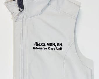 Gift For Nurse, Physician Assistant, Doctor, Personalized Medical Soft Shell Full Zip Vest For Women With Pockets, Graduation Gift