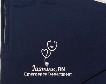 Gift For Nurse, Physician Assistant, Doctor, Personalized Medical Jacket Quarter Zip Sweatshirt Graduation Gift Idea Nursing Medical Student
